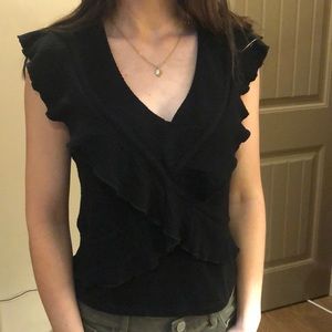 Stretchy Black Ruffle Top